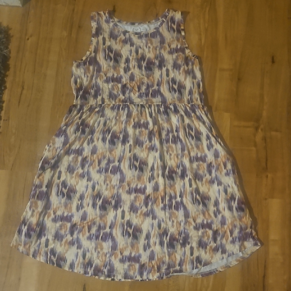 Maurices Womens Sleeveless Purple and Cream Printed Casual Dress